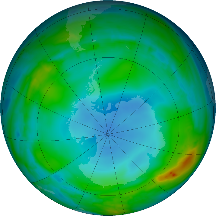 Antarctic ozone map for 22 June 2014
